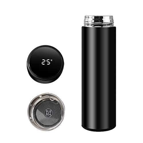 Smart Water Bottle Stainless Steel Vacuum Flask,Travel Mug With Smart Lcd Touch Screen, Keep Hot Or Cold, Car Portable Travel Tea Coffee Vacuum Thermoses Cup,Vacuum Insulation On Double Walls (Black) #TOP7