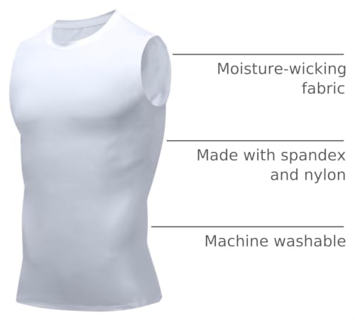 Image of Compression Shirt Men Slimming Body Shaper Vest Crewneck Workout Tank Top | Tummy Control Undershirts, Gynecomastia Compression Shirts, Back Support, Sleeveless Muscle Shirts, Shaping Tank Top