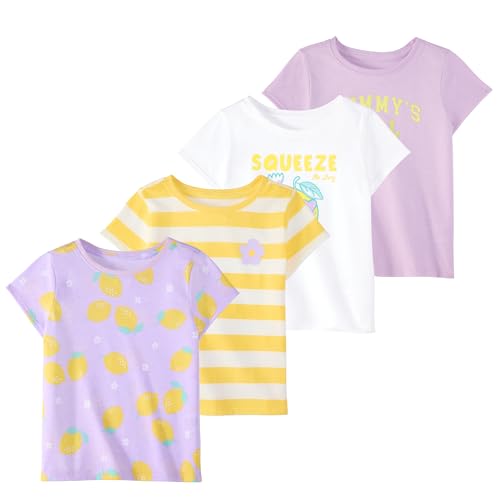 Image of Garanimals Baby & Toddler Girl Tees - Short Sleeve Tees - Kid's Casual Crew Neck - Size 0-6T - 4 Pack