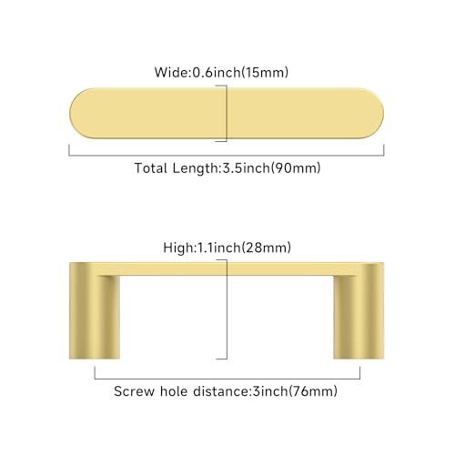 Image of Asidrama 10 Pack 3 Inch(76mm) Brushed Gold Kitchen Cabinet Handles, Cabinet Pulls Kitchen Cabinet Hardware Cupboard Handles Drawer Pulls 3644