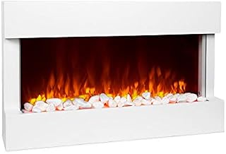 Klarstein Studio 1 Electric Fireplace - 1000/2000 W, LED Flame Illusion, Remote Control, Thermostat: 10 - 30 ° C, Weekly Timer, Open Window Detection, Overheat Protection, MDF Enclosure, White