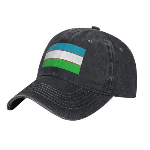 POEZJZW Drapeau de la République d'Ouzbékistan Motif Casquette de baseball pour hommes et femmes Chapeaux de cowboy réglables Chapeaux de soleil Unisexe Noir, Noir , Taille unique