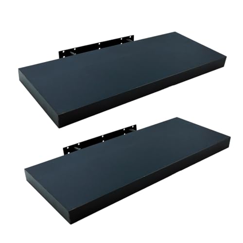 HERSIG - Estantes de Pared - Pack 2 Baldas Flotantes Pared - Estantería Flotante Madera - Estantes Flotantes Decorativos - Fijación Oculta - MAX 10 kg - Negro - 60x23,5 cm