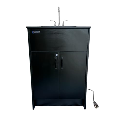 Ozark River Portable Sinks Essential Series, Black Laminate Countertop-Black Cabinet-Stainless
