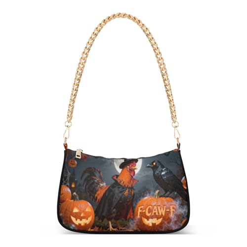 Sac à bandoulière en cuir motif coq d'Halloween et sa chaîne tendance chic