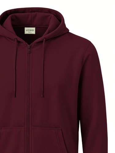 Image of ADRO Mens Cotton Solid Zipper Hoodie Sweatshirts