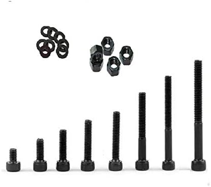 M3 Allen Cap Screw Set of 8 Size (6mm, 8mm, 10mm, 12mm, 15mm, 20mm, 25mm, 30mm) Each 10 Pcs, With 80 pcs Nut & 80 Pcs Washer, Pack Of 240 Pcs