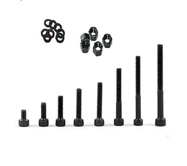 Immech - M4 Allen Cap Screw Set of 8 Size (6mm, 8mm, 10mm, 12mm, 15mm, 20mm, 25mm, 30mm) Each 10 Pcs, With 80 pcs Nut & 80 Pcs Washer, Pack Of 240 Pcs