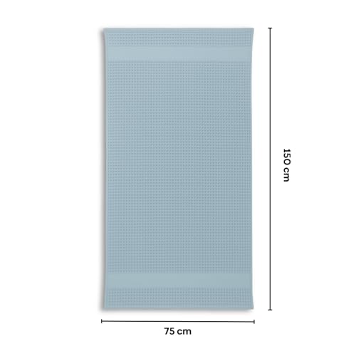 Image of haus & kinder Maple Waffle Bath Towel | Honeycomb Bathing Towel | 100% Cotton Towel for Men, Women | Gym Towels, Spa Towel | Ultra Absorbent Towels | 220 GSM | Quick Dry Solid Bule | 75x150 cm