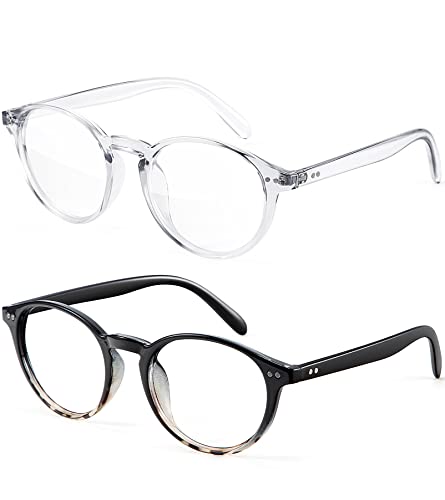 Image of Womens Round Blue Light Blocking Glasses Anti Eye Strain Glasses Clear Lens Computer Eyeglasses with Filter UV Light