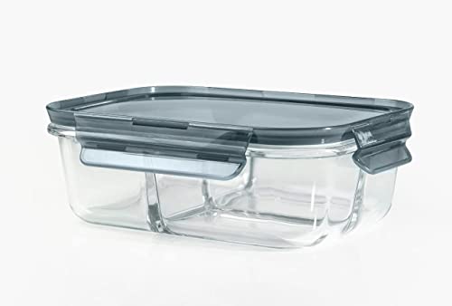 Image of Lunch Box Glass 3 Compartment | Lunch Box for Office Use with Airtight Locks | Microwave Safe Container with Partition | Glass Container wih Lid for Men,Women(1000ml)