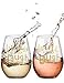 Amallino - Custom Red Wine Glass - Wine a Little, Laugh a Lot - Gold, 20- Ounce, Stemless Glasses, Fun and Personalized Gift Box, Set of 2