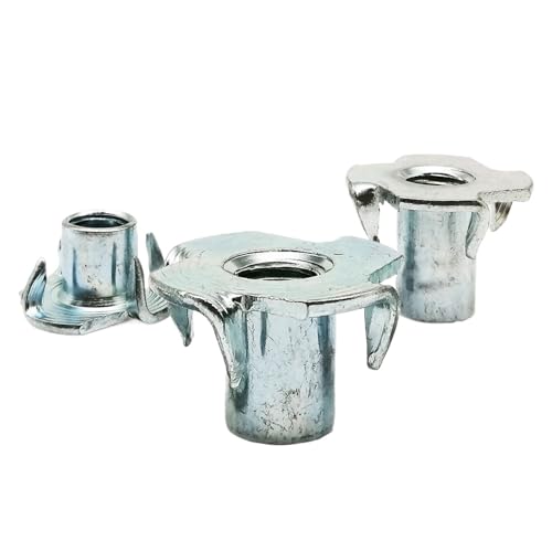 Dado a quattro artigli zincato, M4 M5 M6 M8 M10 M12 Dado for altoparlante a quattro griffe in acciaio spesso Inserto cieco a T a for mobili(20pcs M4x10mm)