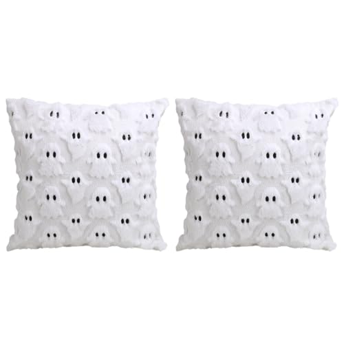 Image of Christmas Pillow Covers, 2PCS Christmas Plush Pillowcases Fun Embroidery Pillowslip Ornament for Winter Sofa Bed Living Room
