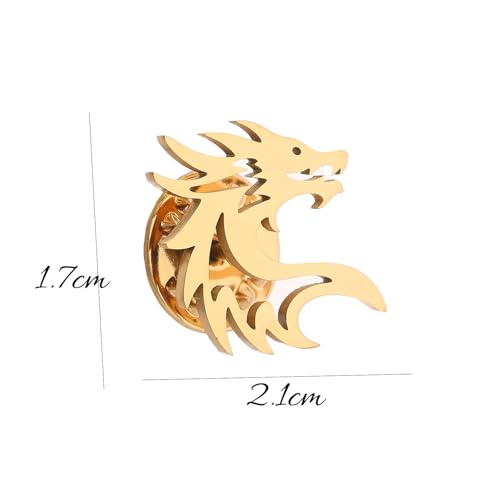 Image of Dinosaur Pterosaur Chinese Dragon Brooch Stainless steel Bow Button Suit Badge Men's Women's Gifts
