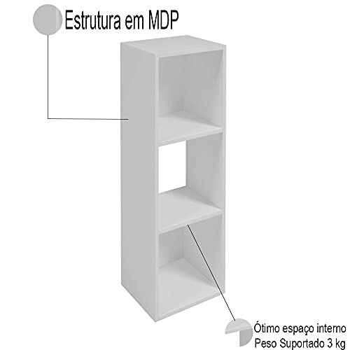 ESTANTE FALKK TORRE 3 NICHOS 90CM BRANCA