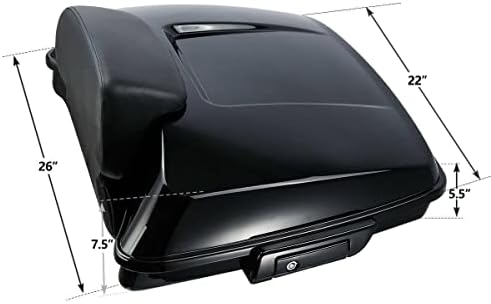 TWZZ Razor Trunk Backrest Mount Rack Fits Tour Pack Road (Synthetic Leather+ Plastic+Foam+Iron) (1 x Pack Trunk + Black Latch with 3 Keys 1 x Backrest Pad 1x Trunk Mount Rack)