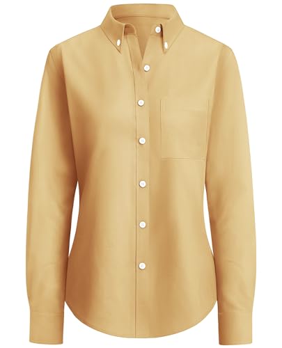 Image of siliteelon Button Down Shirts for Women Oxford Shirt Long Sleeve Classic Wrinkle Free Business Dress Shirts Work Office