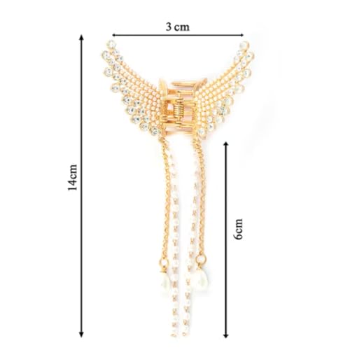Image of Korean StyleHair Clips For Women - Butterfly Clips For Women, Korean Hair Accessories - Butterfly Clip With Pearls & Rhinestone - Hair Accessories for Women (1 Pc) Butterfly Clutcher For Hair