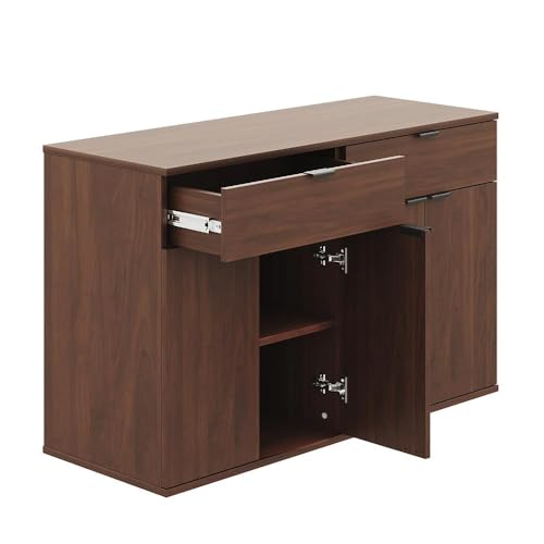 Image of Wakefit Engineered Wood Sideboard | 1 Year Warranty | Storage Cabinet for Home Kitchen Living Room | 2 Closed Compartments & 2 Drawers | Kimani - Columbian Walnut
