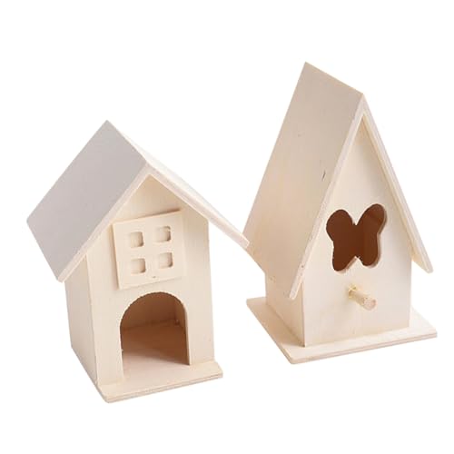 BELLIFFY 2個 鳥のベッド ティーポットの鳥の家 巣箱 実用的な巣 モルモット ハムスター 屋外の鳥 ハリネズミの家 鳥の餌箱 ペットケージ 木の鳥の巣 鳥の木製の巣 Khaki
