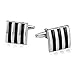 Hoisy Manchettenknoepfe Jäger, Manchettenknoepfe Hochzeit Boss Emaille Streifen Quadrat Silber Schwarz Manschettenknöpfe für Anzug Hemd Business