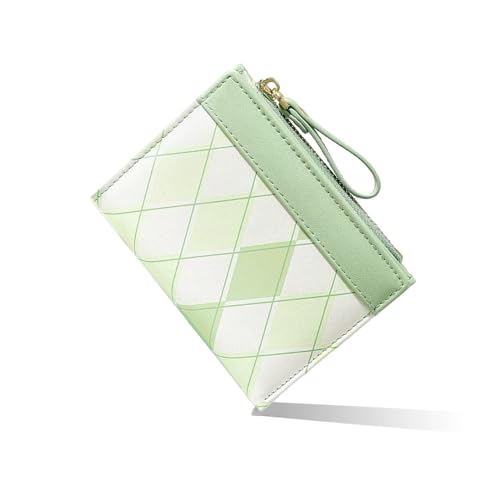 Mokoze Cute Wallet, Small Womens Wallets with Credit Card Slots and Zip Pocket PU Leather Bifold Wallet for Girls and Women, Gift Giving and Daily Use (Green) - Main Image