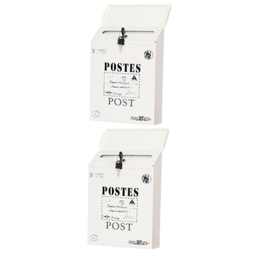 Gadpiparty Caja De 2 Piezas Buzón De Casa Al Aire Libre Exterior Pequeño Buzón De Acero Moderno Buzones Buzones para Exterior Bolsa Receptora De Correo Afuera Letras Postal Hierro Forjado