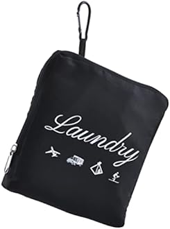 JHX Travel Laundry Bag, Dirty Clothes Organizer【Upgraded】with Handles and Aluminum Carabiner, Collapsible Laundry Bag for Travel, Camp, Fitness, and Students（1Pcs Black） 24"L x 21"W