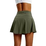 LXNMGO Women's High Waist Pleated Tennis Skirt with 4 Pockets Lightweight Athletic Golf Skorts Skirts for Running Workout Army Green, M