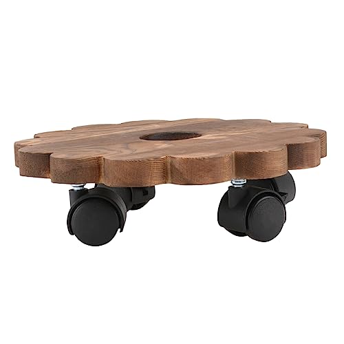 SEWOART 1 Pc Bandeja para macetas Madera Maciza Soporte Jardinera Platos para macetas Rodillo para Maceta Estante para bonsáis Soporte para Plantas Bandeja Madera Ronda