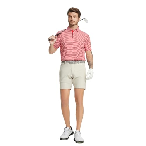 Rouen Golf Shirts for Men Moisture Wicking Lightweight Dry fit Performance Sports Stripe Collared Golf Polo Shirts for Men3
