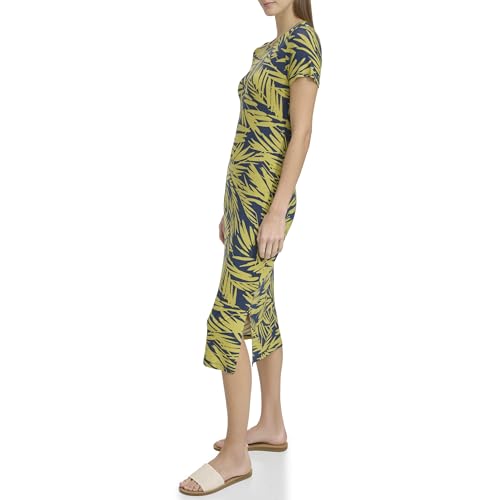 Image of Andrew Marc Women's Short Sleeve Printed Midi Dress with Slits