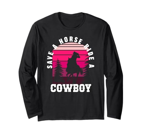 Save a Horse Ride a Cowboy Shirt, ave a Horse Ride a Cowboy de manga comprida, Preto, Pequeno