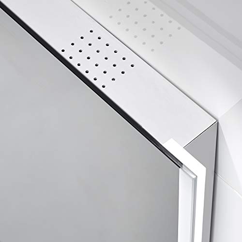 Pebble Grey™ Adara Illuminated LED Bathroom Mirror with built-in Bluetooth Speakers and Heated Demister Mirror Pad | Motion Sensor Switch | 600 x 800 | IP44 Rated | 10 Year Guarantee