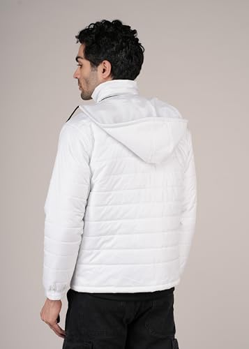 Image of Bomber Jacket, White, Full Zip Hooded Jacket