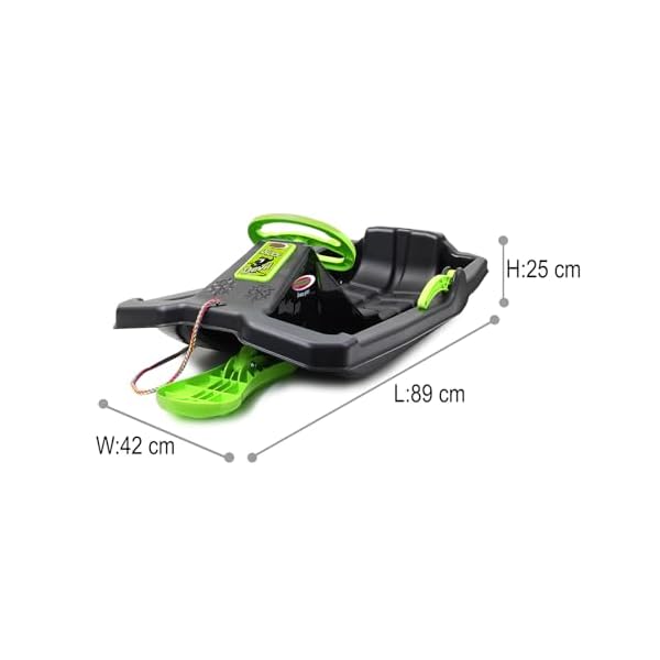 Snow Play Bob Black Devil – Robuster Kinderbob mit Lenkrad und Handbremse – Bild 4