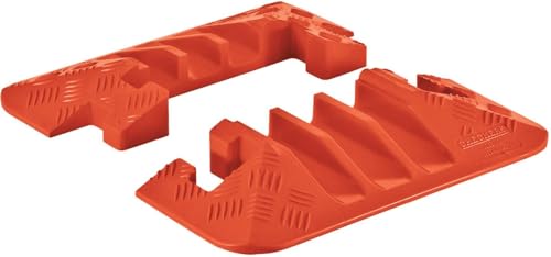 Checkers 3 Channel Industrial Drive Over Cable Protector End Caps for 2.25" Lines, 28k/Axle Load Capacity Hose and Cable Ramp for Heavy Duty Equipment, Made in The USA, Orange, CPEC3X225-O