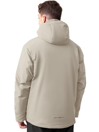 Image of Men's Thermal Waterproof Windproof Jacket Hooded Insulated, Lightweight Winter Snow Coat with Multiple Pockets