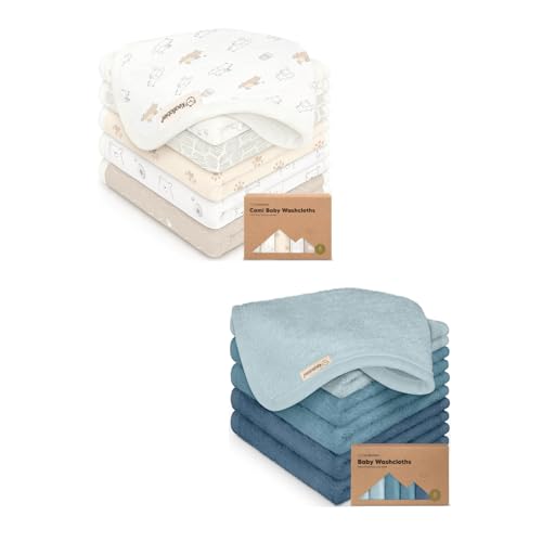 Image of KeaBabies 6-Pack Cotton Muslin Baby Washcloths and 6-Pack Baby Washcloths - Wash Towel, Super Absorbent & Scratch-Free Rag, Soft Face Towel, Bath Cloth for Kids, Newborn Bath Essentials