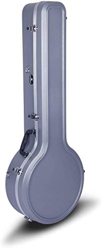 Image of Crossrock ABS Molded Banjo Case for 5-String Resonator & Tenor | Backpack Style, Locking Latch, Plush Interior - Lightweight Hardshell Protection-Silver (CRA861BJSL)