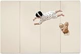プレイマット 赤ちゃん 厚さ4cm ベビーマット 大判 厚手 折りたたみ ベビープレイマット 防水 防音 お昼寝マット 滑り止め 収納しやすい ピクニック 幼稚園 保育園 子供部屋(ベージュ, 160×120×4cm)