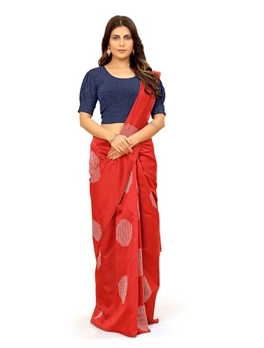 Image of Amazon Brand - Anarva Women's Readymade Shining Lycra Stretchable Round Neck Half Sleeve Blouses
