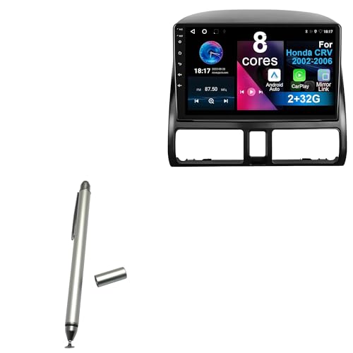 BoxWave Stylus Pen Compatible with Meteeser Honda CRV 2002-2006 Car Stereo (8-core 6G+128G) (9 in) - DualTip Capacitive Stylus, Fiber Tip Disc Tip Capacitive Stylus Pen - Metallic Silver