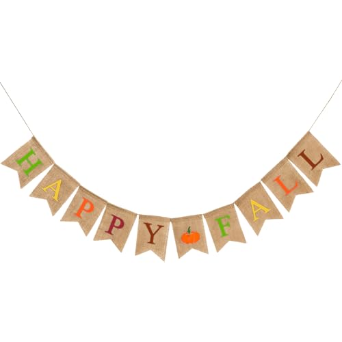 Whaline Happy Fall Pumpkin Burlap Banner Flag...