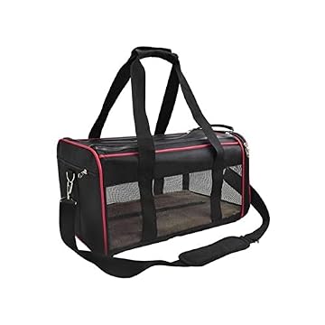 Bolsa Transporte Pet para Avião Cabine Viagem Ventilação Cães e Gatos Reforçada até 10kg Tela Arejada Alça e Tapete Removível Vermelho - Duke & Dixie