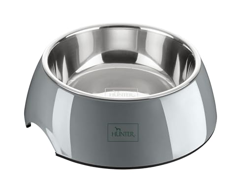 HUNTER Melamin-Napf 45 Jahre Jubiläum Bielefeld, Farbe: anthrazit, mit Edelstahleinsatz, rutschhemmend, Kratz- und stoßresistent, pflegeleicht, spülmaschinengeeignet, lebensmittelecht, Größe: 350 ml