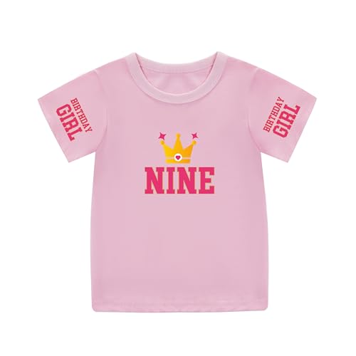 Image of Toddler Birthday Girl Shirts One Two Three Four Five Siz Seven Eight Nine Ten Birthday Tshirts Short Sleeve Tops