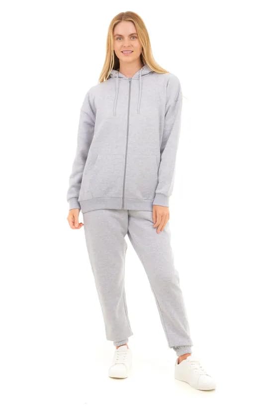 M17 Womens Ladies Recycled Zip Up Oversized Hoody Soft Casual Hooded Zipper Sweatshirt Top Long Sleeve with Pockets (M, Grey), 5056242846383