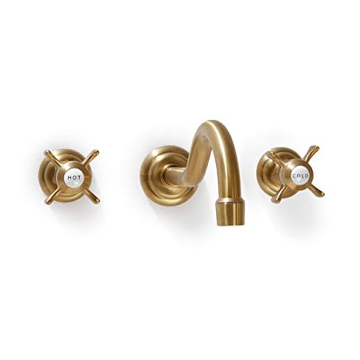 SITGES Antique Wall Faucet,Two Handle Bathroom Sink Wall Mount Faucet with Rough in Valve Included,Gold Brushed